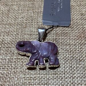 Fancy Jasper Elephant Pendant Necklace